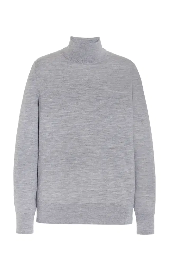 Gabriela Hearst Jermaine Knit Turtleneck in Heather Grey Merino Wool