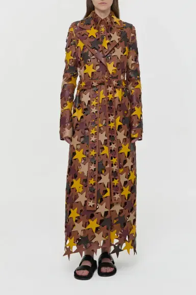Gabriela Hearst Nuria Patchwork Stars Trench Coat In Multi Nappa Leather | Thumbnail 2