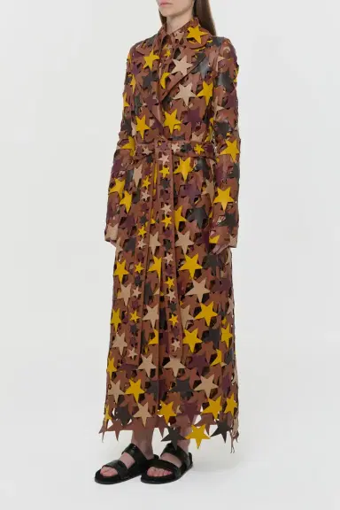 Gabriela Hearst Nuria Patchwork Stars Trench Coat In Multi Nappa Leather | Thumbnail 3