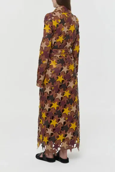 Gabriela Hearst Nuria Patchwork Stars Trench Coat In Multi Nappa Leather | Thumbnail 4