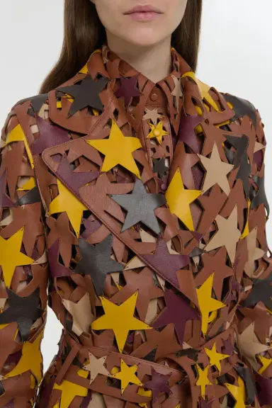 Gabriela Hearst Nuria Patchwork Stars Trench Coat In Multi Nappa Leather | Thumbnail 5