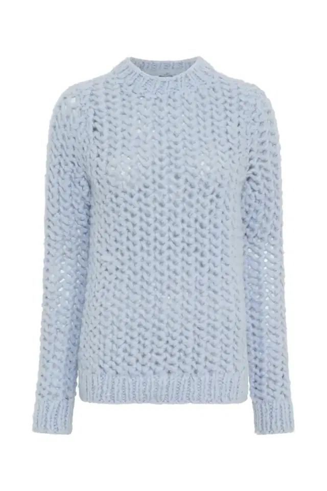 Gabriela Hearst Veralune Knit Crewneck Sweater in Light Blue Welfat Cashmere