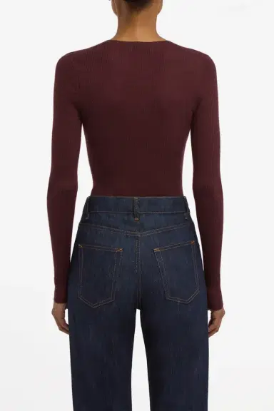 Gabriela Hearst Anges Knit Henley in Bordeaux Cashmere Silk with Hemp | Thumbnail 4 Gabriela Hearst Anges Knit Henley in Bordeaux Cashmere Silk with Hemp | Thumbnail 4