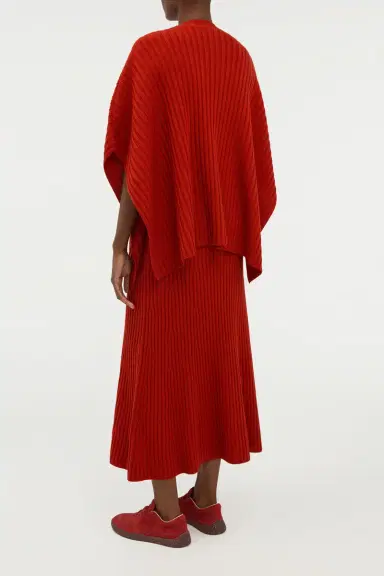 Gabriela Hearst Baron Knit Cropped Poncho in Antelope Orange Merino Wool Cashmere | Thumbnail 4
