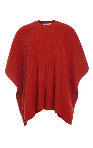 Gabriela Hearst Baron Knit Cropped Poncho in Antelope Orange Merino Wool Cashmere | Thumbnail 1