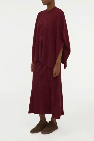 Gabriela Hearst Baron Knit Cropped Poncho in Bordeaux Merino Wool Cashmere | Thumbnail 3