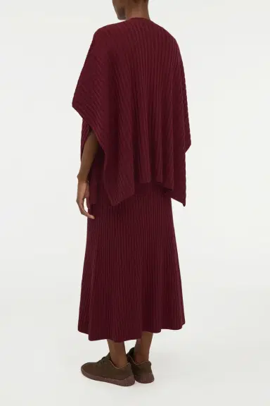Gabriela Hearst Baron Knit Cropped Poncho in Bordeaux Merino Wool Cashmere | Thumbnail 4