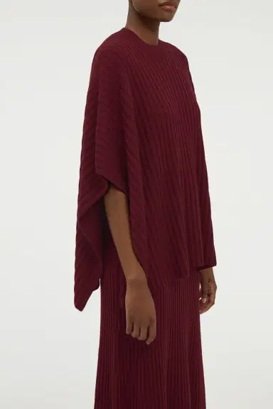 Gabriela Hearst Baron Knit Cropped Poncho in Bordeaux Merino Wool Cashmere | Thumbnail 5