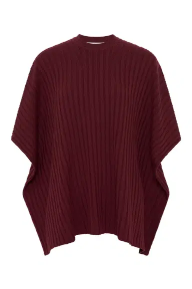 Gabriela Hearst Baron Knit Cropped Poncho in Bordeaux Merino Wool Cashmere | Thumbnail 1