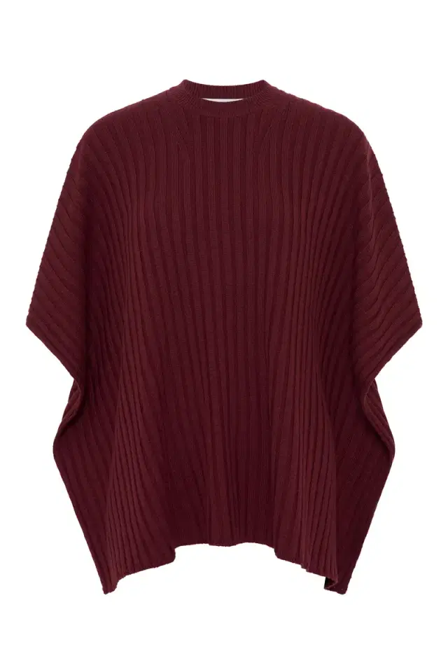 GABRIELA HEARST Baron Knit Cropped Poncho in Bordeaux Merino Wool Cashmere