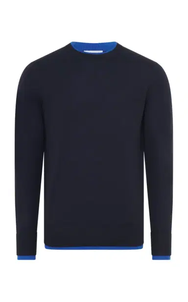 Gabriela Hearst Wells Reversible Knit Sweater in Navy & Cobalt Cashmere Silk | Thumbnail 1 Gabriela Hearst Wells Reversible Knit Sweater in Navy & Cobalt Cashmere Silk | Thumbnail 1
