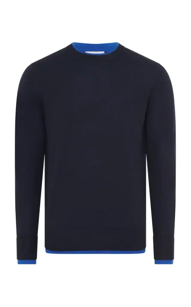 GABRIELA HEARST Wells Reversible Knit Sweater in Navy & Cobalt Cashmere Silk