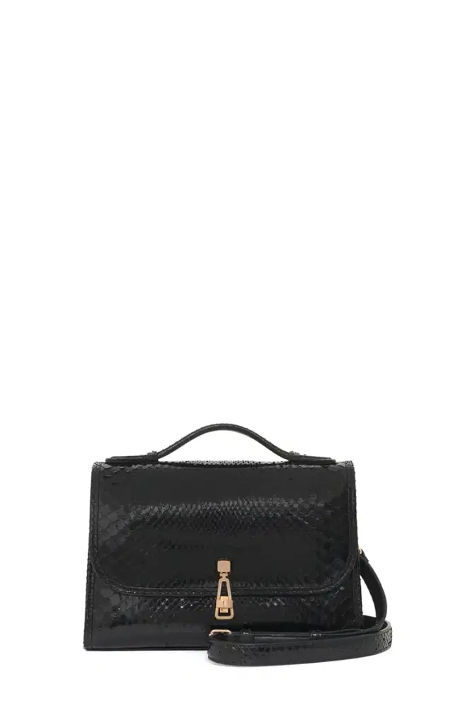 Gabriela Hearst Medium Leonora Flap Bag in Black Snakeskin