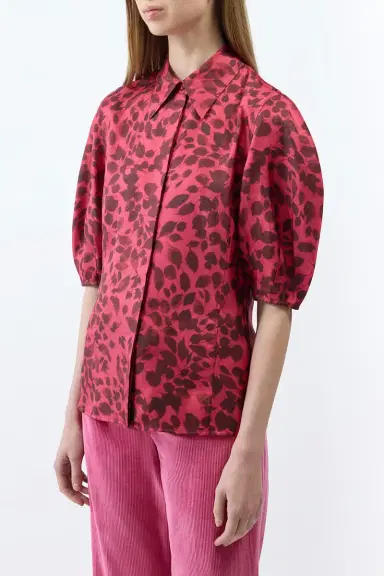 Gabriela Hearst Sansi Top in Fuchsia Printed Silk Twill | Thumbnail 3 Gabriela Hearst Sansi Top in Fuchsia Printed Silk Twill | Thumbnail 3