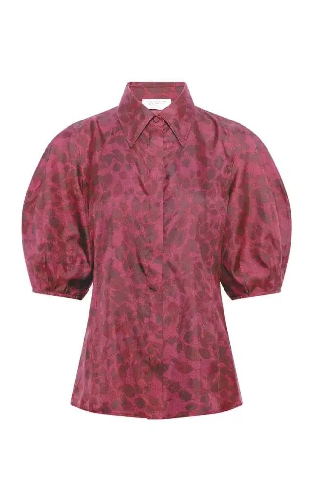 Gabriela Hearst Sansi Top in Fuchsia Printed Silk Twill
