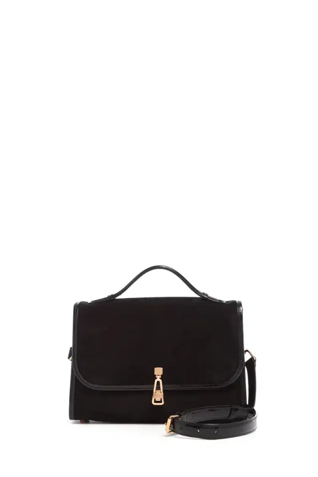Gabriela Hearst Medium Leonora Flap Bag in Black Suede