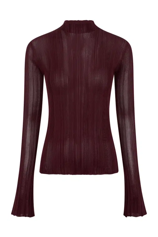 GABRIELA HEARST Aveda Knit Mockneck Sweater in Bordeaux Silk