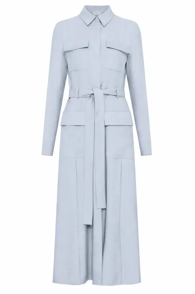 Gabriela Hearst Meyer Shirtdress in Powder Blue Wool Cashmere Flannel