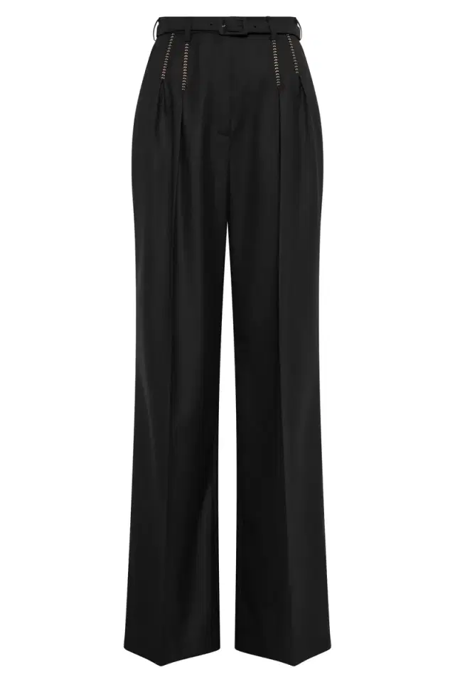 Gabriela Hearst Vargas Wide-leg Pant in Black & Camel Cashmere