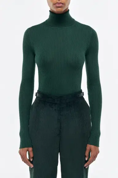 Gabriela Hearst Peppe Knit Turtleneck in English Green Cashmere Silk | Thumbnail 2 Gabriela Hearst Peppe Knit Turtleneck in English Green Cashmere Silk | Thumbnail 2