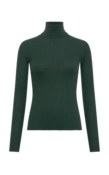 Gabriela Hearst Peppe Knit Turtleneck in English Green Cashmere Silk | Thumbnail 1 Gabriela Hearst Peppe Knit Turtleneck in English Green Cashmere Silk | Thumbnail 1