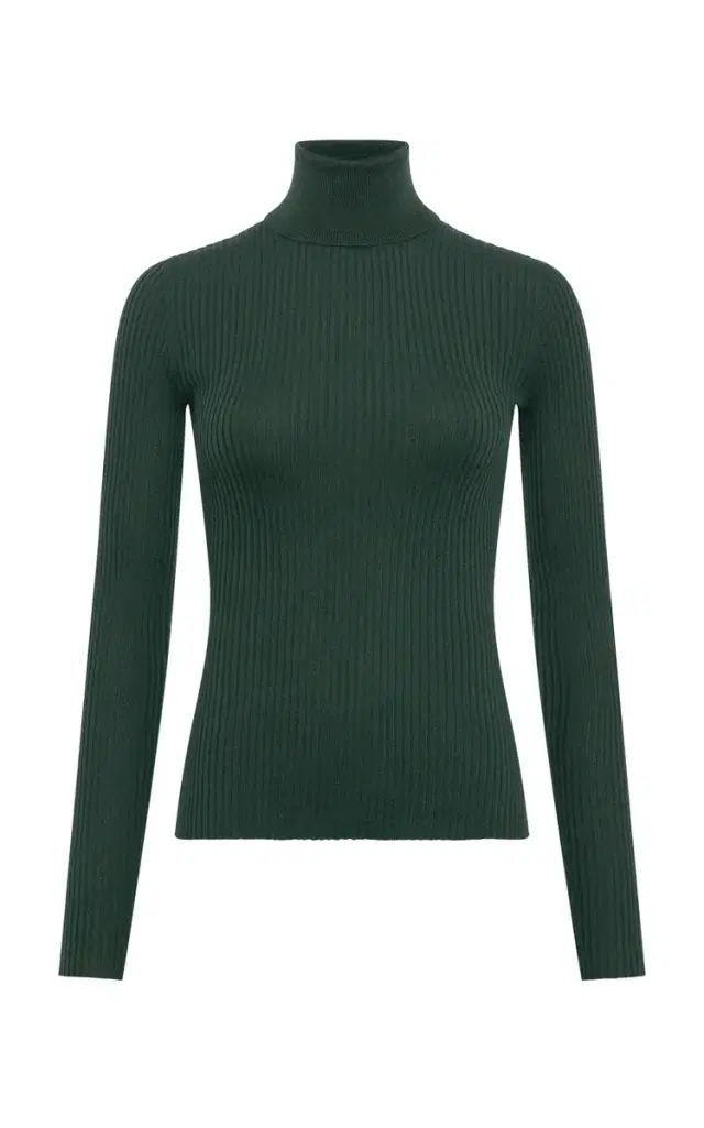 Gabriela Hearst Peppe Knit Turtleneck in English Green Cashmere Silk