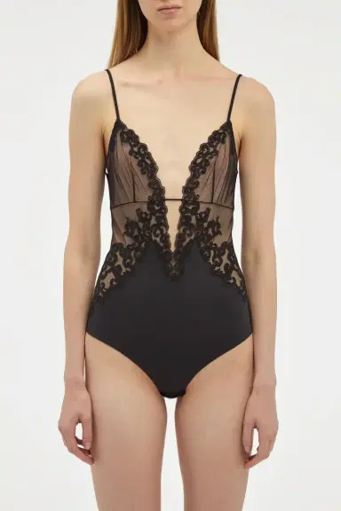 Gabriela Hearst Wynona Bodysuit in Black Recycled Nylon Lace | Thumbnail 2 Gabriela Hearst Wynona Bodysuit in Black Recycled Nylon Lace | Thumbnail 2