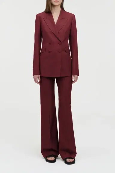 Gabriela Hearst Angela Blazer in Bordeaux Wool Silk | Thumbnail 3 Gabriela Hearst Angela Blazer in Bordeaux Wool Silk | Thumbnail 3