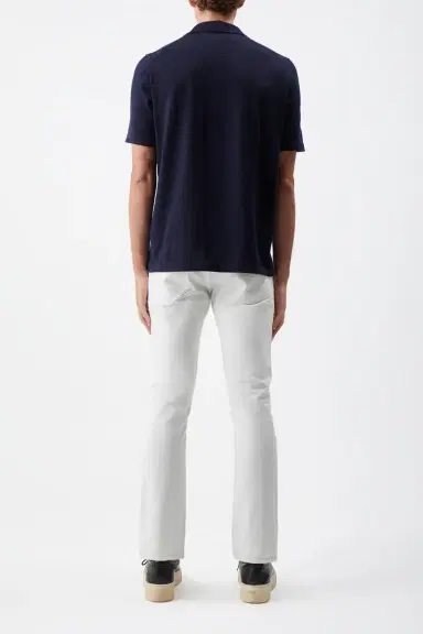 Gabriela Hearst Stendhal Knit Short Sleeve Polo in Navy Cashmere | Thumbnail 4 Gabriela Hearst Stendhal Knit Short Sleeve Polo in Navy Cashmere | Thumbnail 4