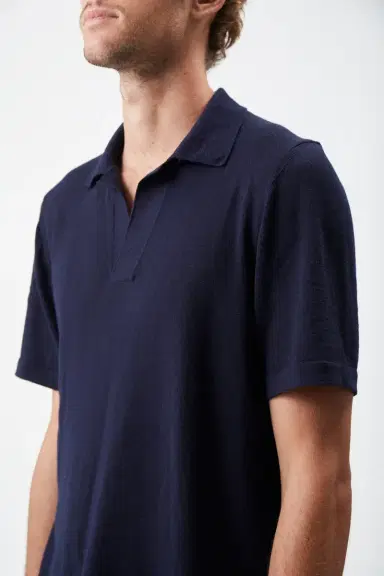 Gabriela Hearst Stendhal Knit Short Sleeve Polo in Navy Cashmere | Thumbnail 5 Gabriela Hearst Stendhal Knit Short Sleeve Polo in Navy Cashmere | Thumbnail 5