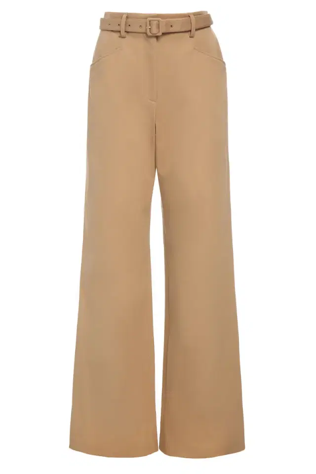 GABRIELA HEARST Norman Wide-leg Pant in Camel Sea Island Cotton Twill