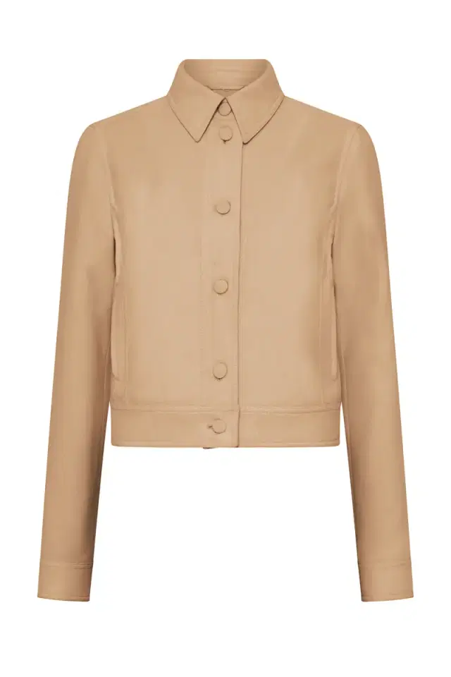 Gabriela Hearst Thereza Jacket in Camel & Citrine Virgin Wool Crepe