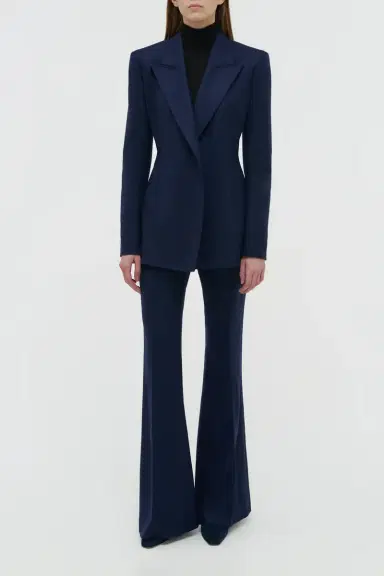 Gabriela Hearst Rhein Flare Pant in Navy Wool Cashmere Flannel | Thumbnail 2