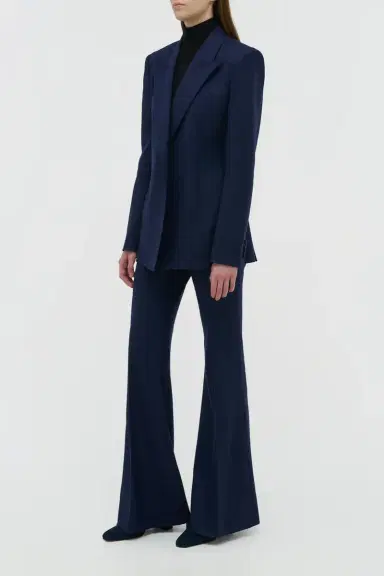 Gabriela Hearst Rhein Flare Pant in Navy Wool Cashmere Flannel | Thumbnail 3