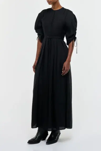 Gabriela Hearst Linnea Maxi Dress in Black Aloe Linen | Thumbnail 3 Gabriela Hearst Linnea Maxi Dress in Black Aloe Linen | Thumbnail 3