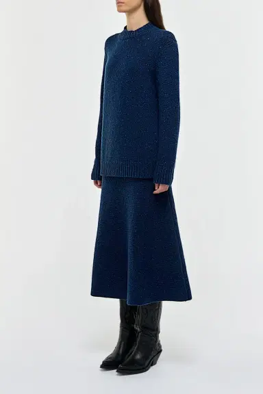 Gabriela Hearst Alfie Knit Sweater in Electric Navy Speckled Aran Cashmere | Thumbnail 3 Gabriela Hearst Alfie Knit Sweater in Electric Navy Speckled Aran Cashmere | Thumbnail 3