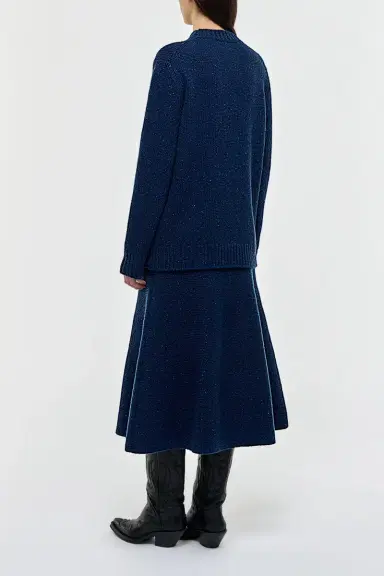 Gabriela Hearst Alfie Knit Sweater in Electric Navy Speckled Aran Cashmere | Thumbnail 4 Gabriela Hearst Alfie Knit Sweater in Electric Navy Speckled Aran Cashmere | Thumbnail 4