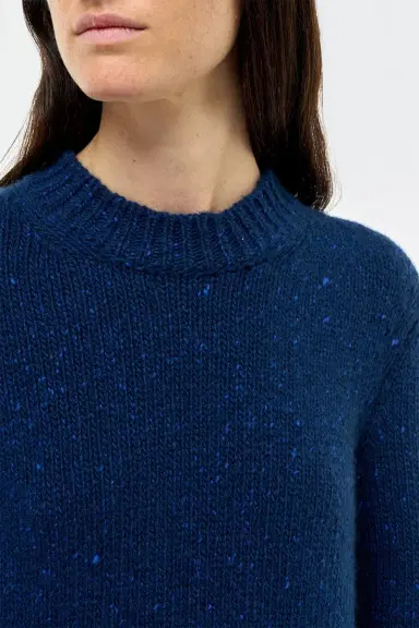 Gabriela Hearst Alfie Knit Sweater in Electric Navy Speckled Aran Cashmere | Thumbnail 5 Gabriela Hearst Alfie Knit Sweater in Electric Navy Speckled Aran Cashmere | Thumbnail 5