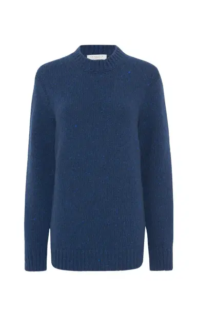 Gabriela Hearst Alfie Knit Sweater in Electric Navy Speckled Aran Cashmere | Thumbnail 1 Gabriela Hearst Alfie Knit Sweater in Electric Navy Speckled Aran Cashmere | Thumbnail 1