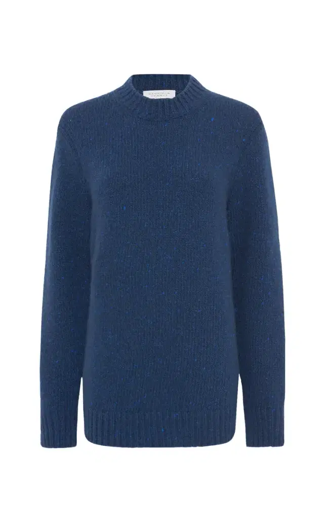 Gabriela Hearst Alfie Knit Sweater in Electric Navy Speckled Aran Cashmere