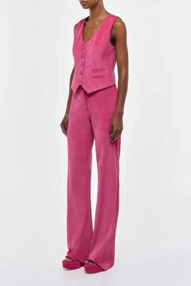 Gabriela Hearst Coleridge Vest in Fuchsia Sea Island Cotton Corduroy | Thumbnail 3