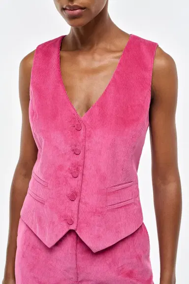Gabriela Hearst Coleridge Vest in Fuchsia Sea Island Cotton Corduroy | Thumbnail 5