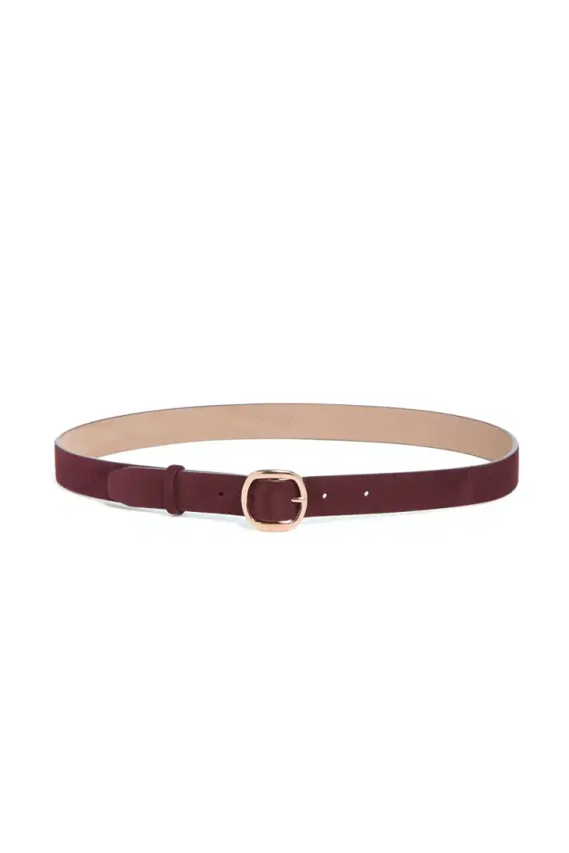 Gabriela Hearst Thin Elster Belt in Bordeaux Suede