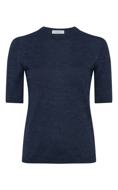 Gabriela Hearst Chryse Knit T-Shirt in Electric Navy Cashmere Silk with Hemp | Thumbnail 1