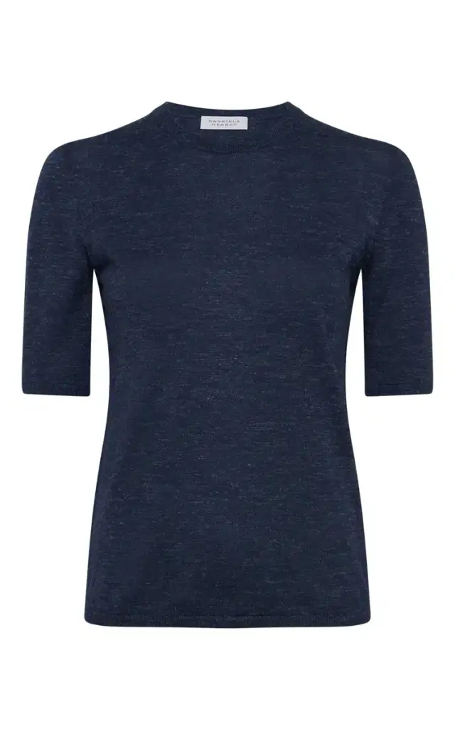 Gabriela Hearst Chryse Knit T-Shirt in Electric Navy Cashmere Silk with Hemp