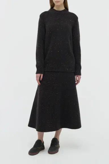Gabriela Hearst Alfie Knit Sweater in Charcoal Multi Speckled Aran Cashmere | Thumbnail 2 Gabriela Hearst Alfie Knit Sweater in Charcoal Multi Speckled Aran Cashmere | Thumbnail 2
