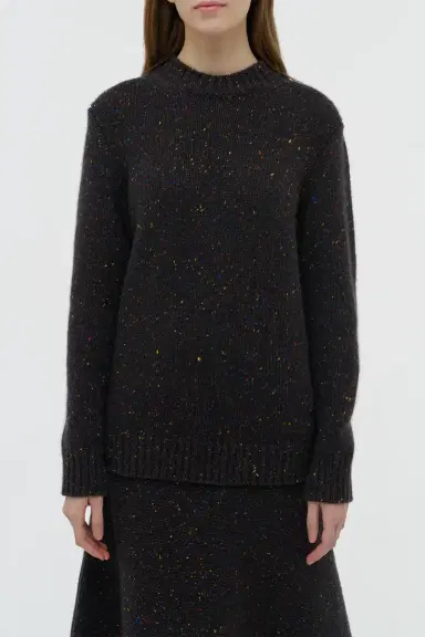 Gabriela Hearst Alfie Knit Sweater in Charcoal Multi Speckled Aran Cashmere | Thumbnail 5 Gabriela Hearst Alfie Knit Sweater in Charcoal Multi Speckled Aran Cashmere | Thumbnail 5