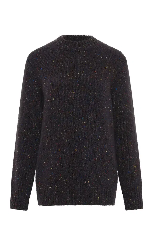 Gabriela Hearst Alfie Knit Sweater in Charcoal Multi Speckled Aran Cashmere