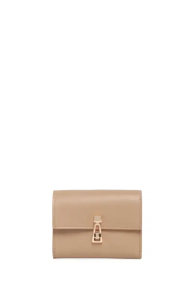 Gabriela Hearst Compact Flat Wallet in Nude Leather