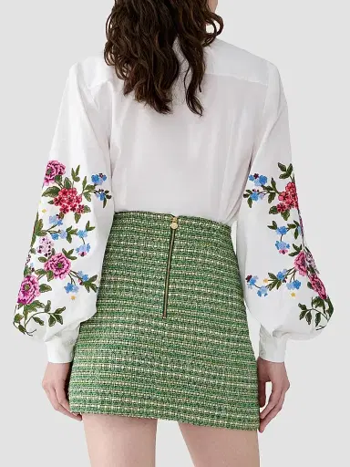 Carolina Herrera Women's Floral-Embroidered Cotton Shirt | Thumbnail 4 Carolina Herrera Women's Floral-Embroidered Cotton Shirt | Thumbnail 4
